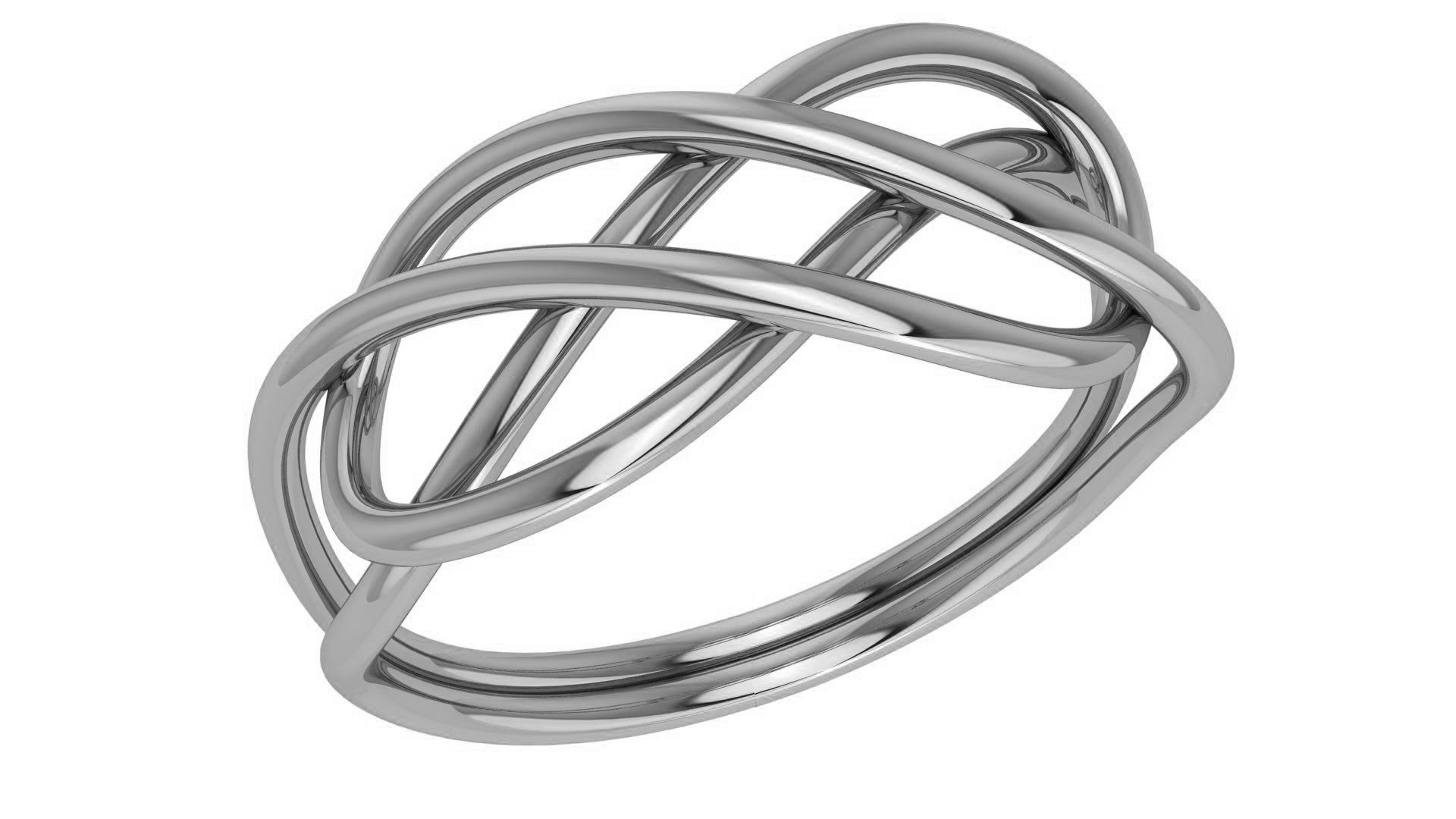 Wire Mesh Knot Plain Gold Ring 3dm stl renders details 3D print model_2