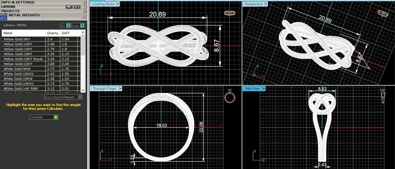 Wire Mesh Knot Plain Gold Ring 3dm stl renders details 3D print model_3