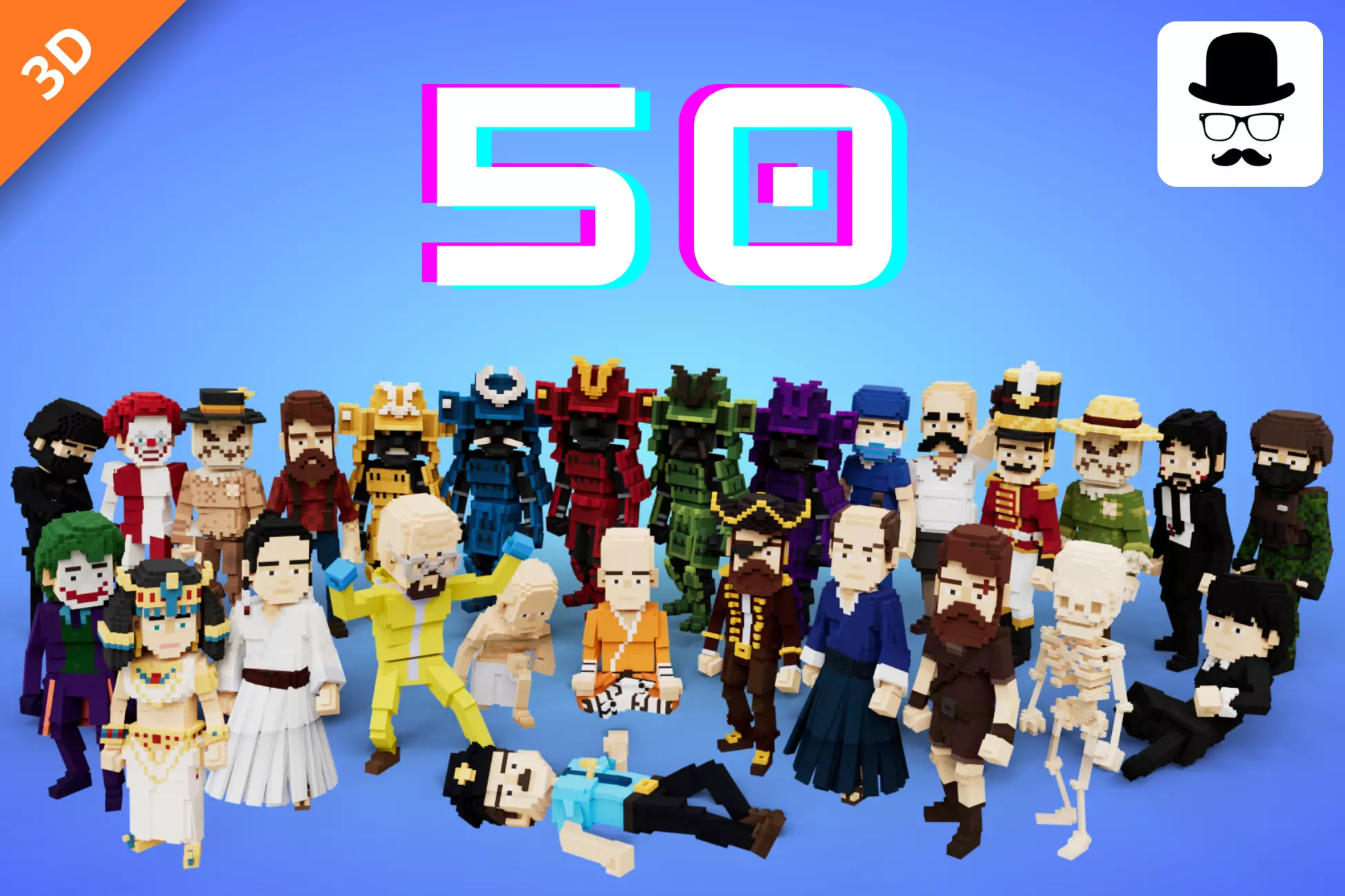 Voxel Characters Pack - Low Poly 3D Art Low-poly 3D model_0