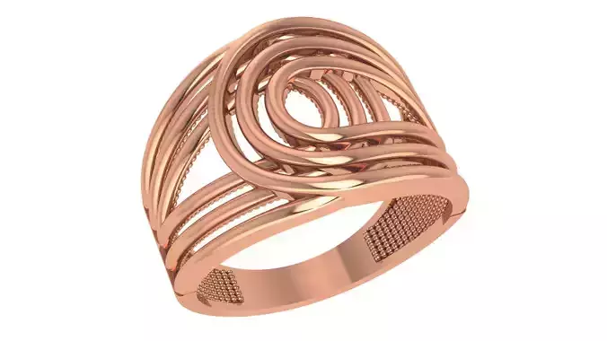 Wire Mesh Plain Gold Ring 3dm stl renders details