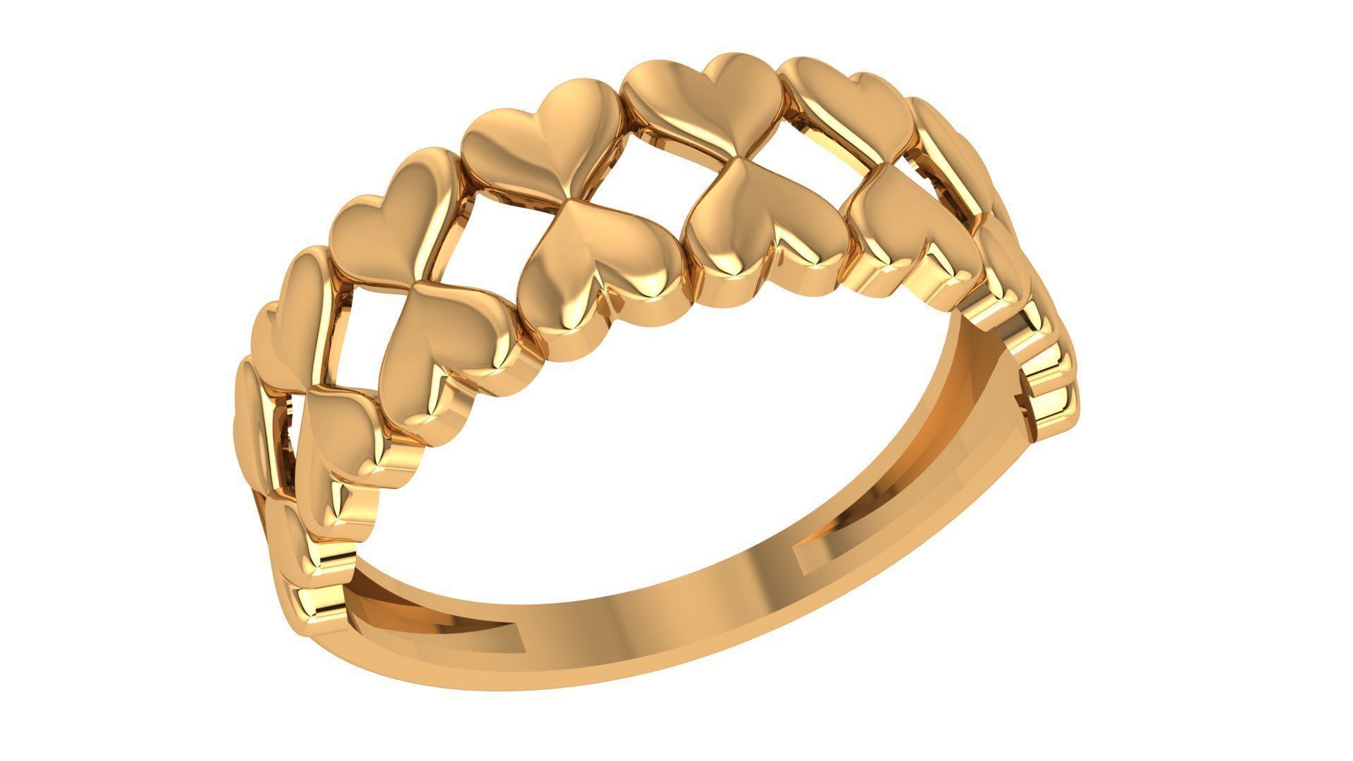 Heart Love Valentine Plain Gold Ring 3dm stl renders details 3D print model_1