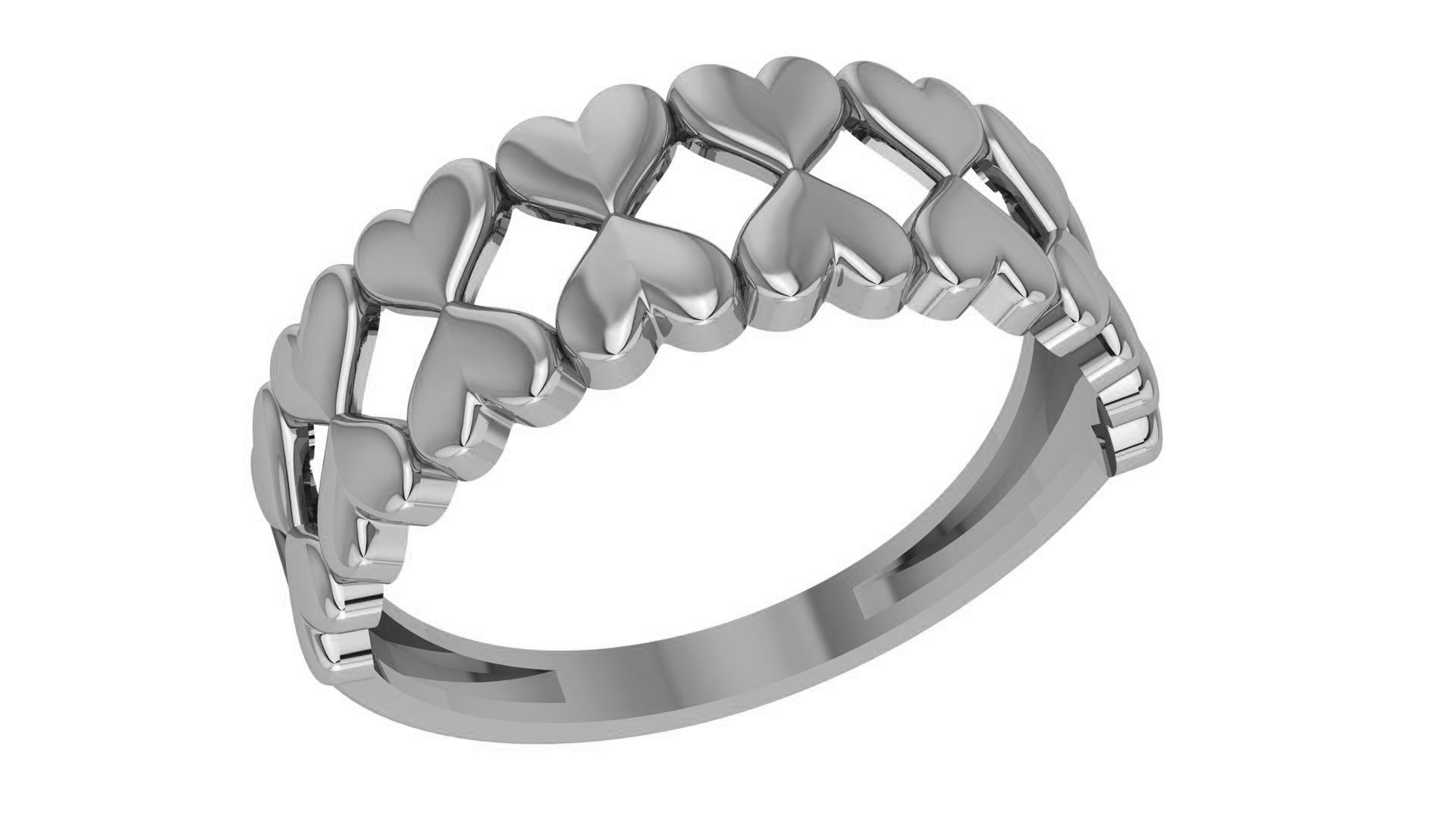 Heart Love Valentine Plain Gold Ring 3dm stl renders details 3D print model_2