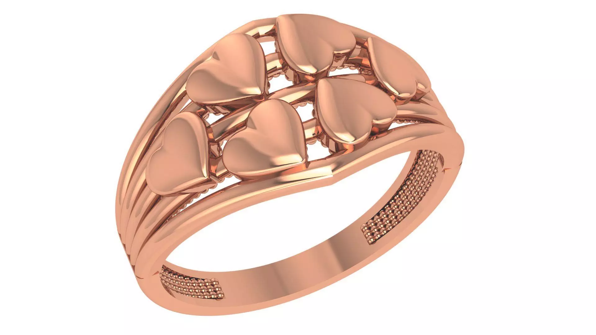 Hear Love on Wire Plain Gold Ring 3dm stl renders details 3D print model_0