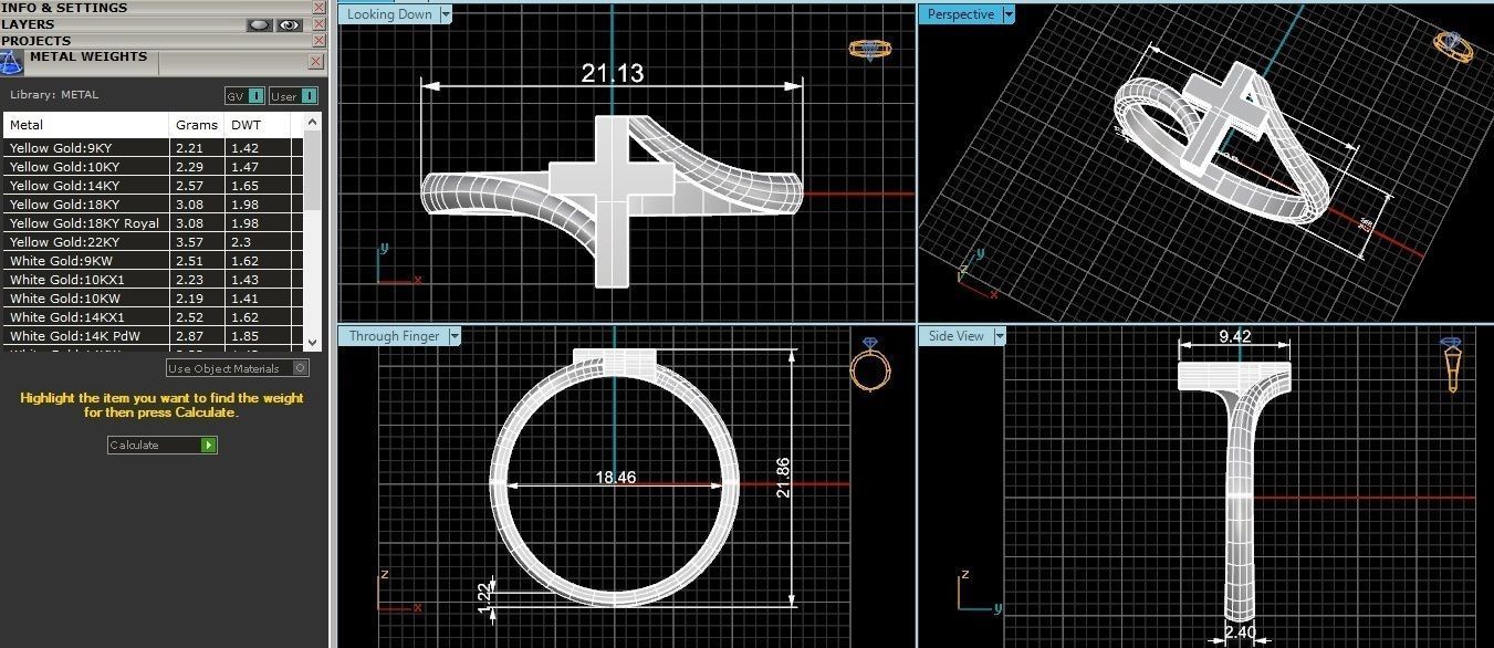 Cross Plain Gold Ring 3dm stl renders details 3D print model_3
