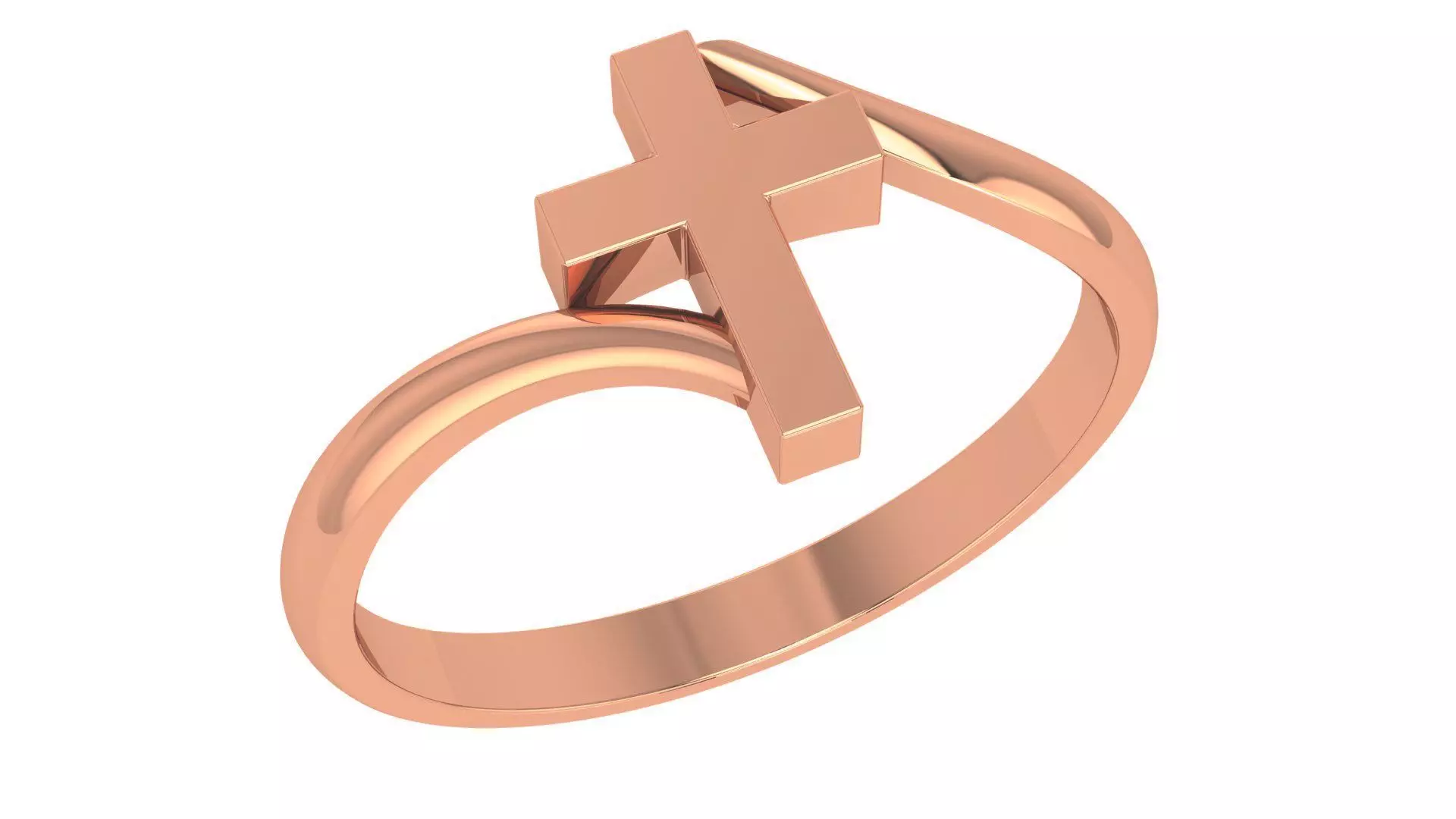 Cross Plain Gold Ring 3dm stl renders details 3D print model_0