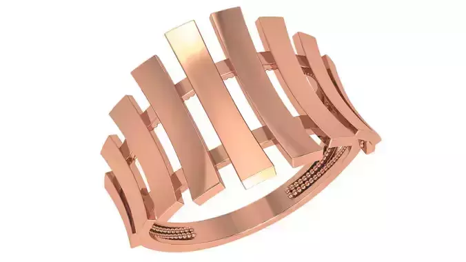 Curved Plate Plain Gold Ring 3dm stl renders details