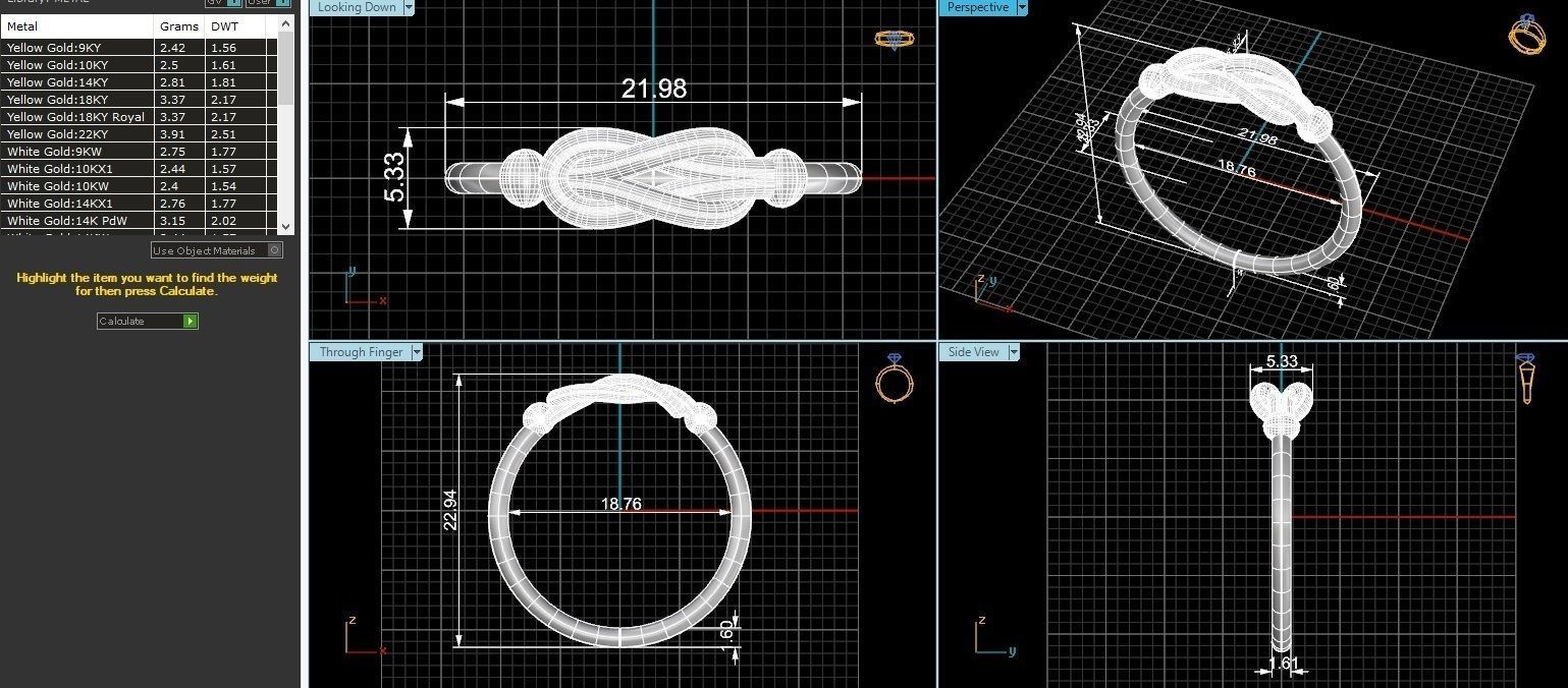 Wire Mesh Knot Plain Gold Ring 3dm stl renders details 3D print model_3