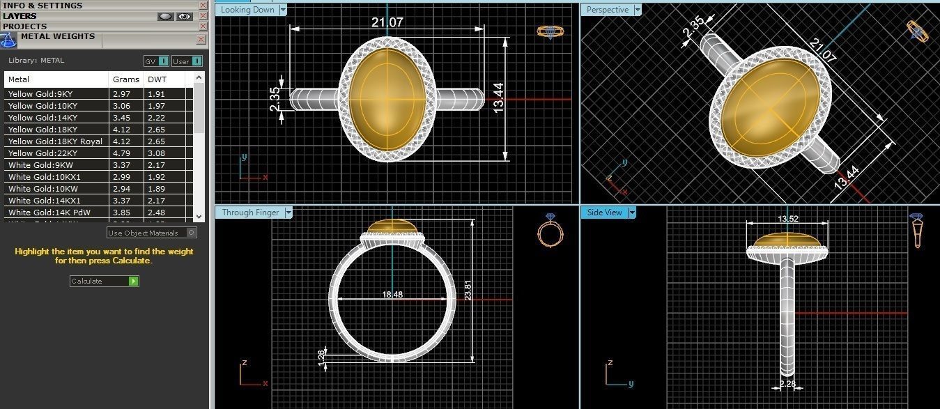 Bowl Head Plain Gold Ring 3dm stl renders details 3D print model_3
