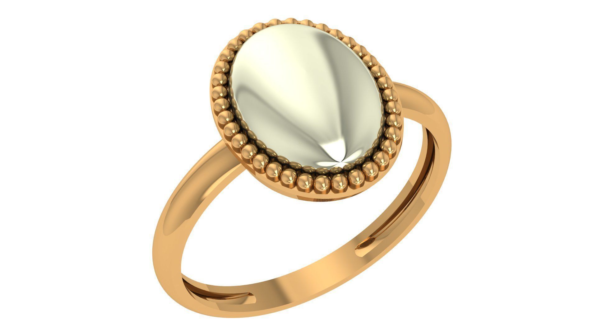 Bowl Head Plain Gold Ring 3dm stl renders details 3D print model_1