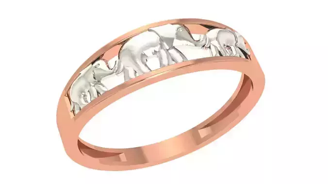 Elephant Family Plain Gold Ring 3dm stl renders details 3D print model