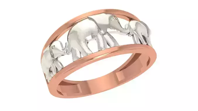 Elephant Plain Gold Ring 3dm stl renders details 3D print model