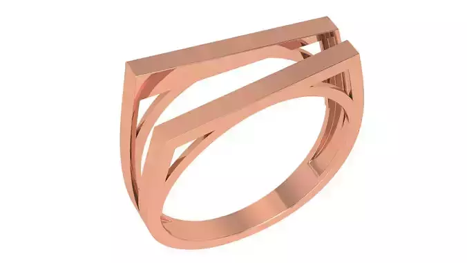 Wire Mesh Plain Gold Ring 3dm stl renders details