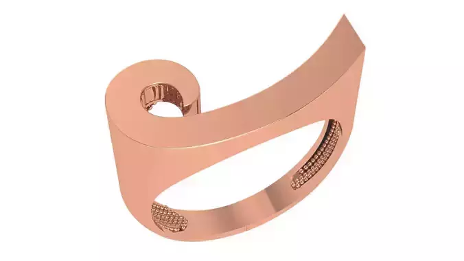 Pilcrow Plain Gold Ring 3dm stl renders details