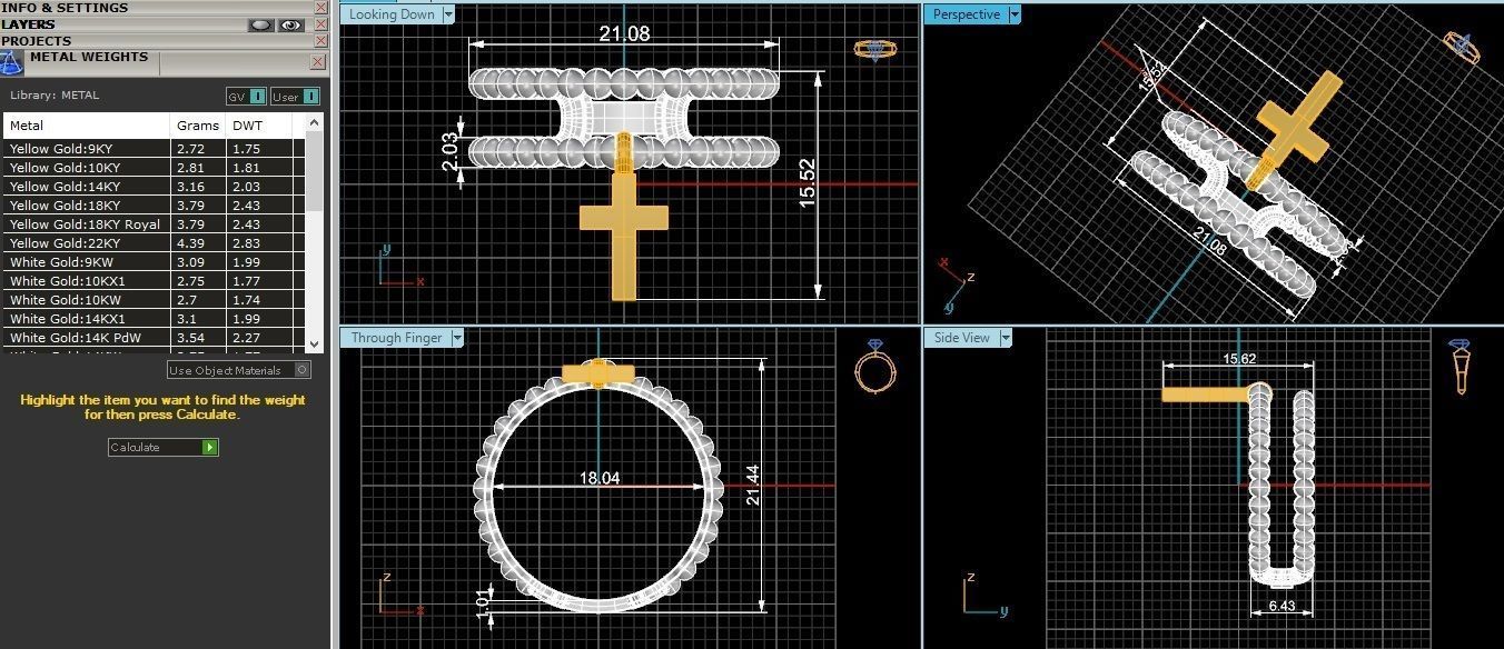 Cross Plain Gold Ring 3dm stl renders details 3D print model_3