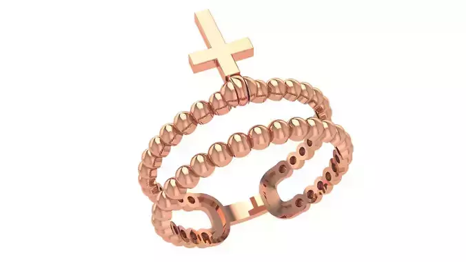 Cross Plain Gold Ring 3dm stl renders details 3D print model