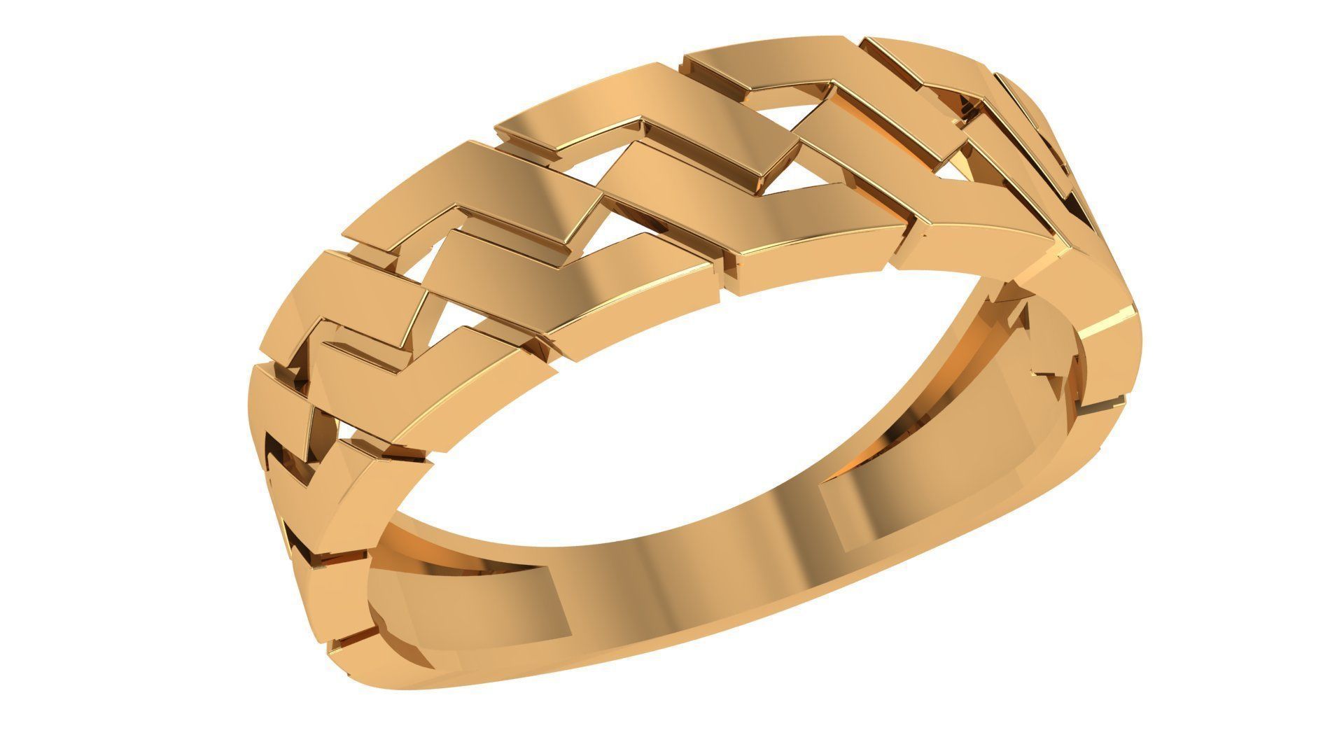 Cuban Chain Link Plain Gold Ring 3dm stl renders details 3D print model_1