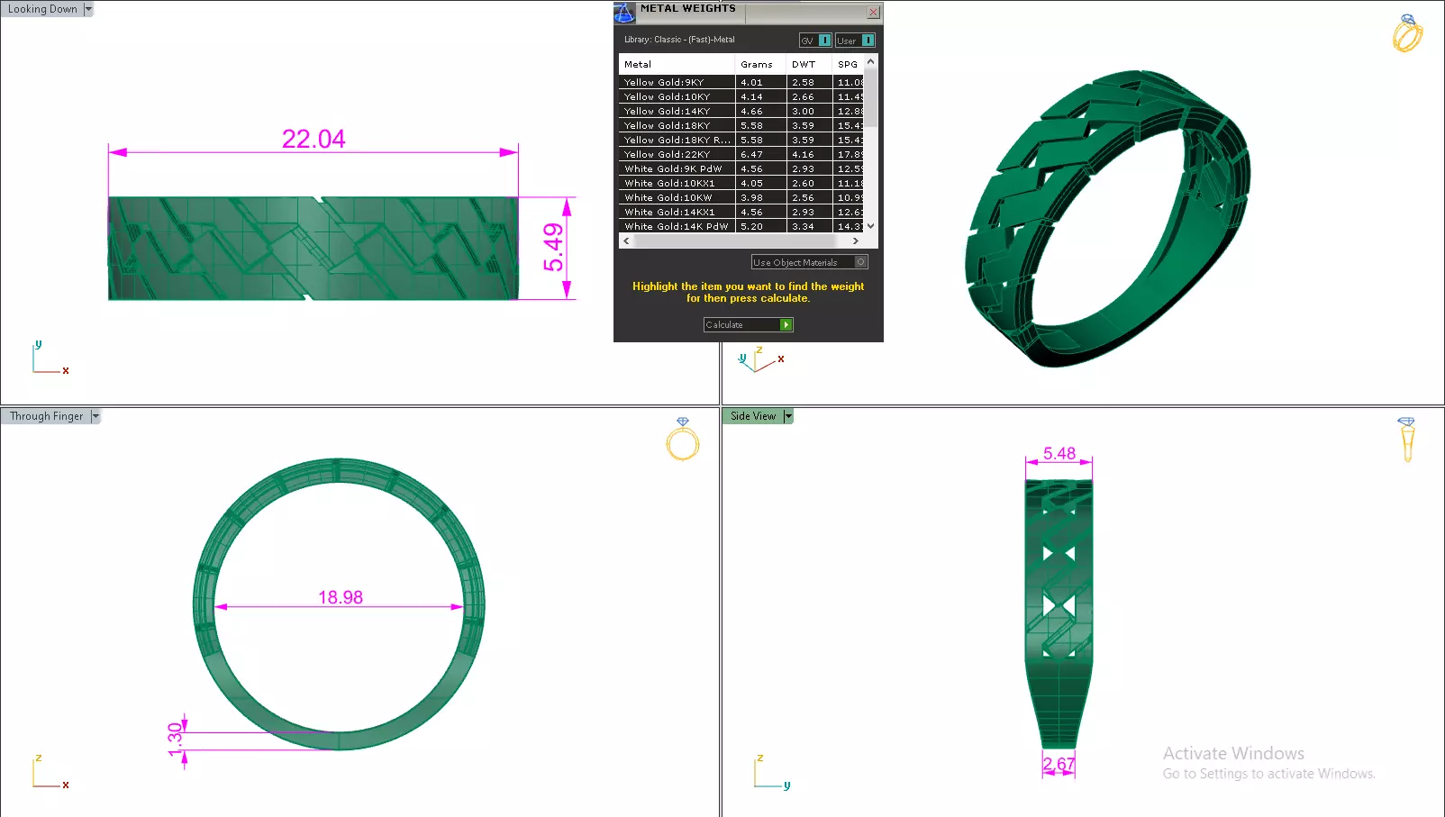 Cuban Chain Link Plain Gold Ring 3dm stl renders details 3D print model_4
