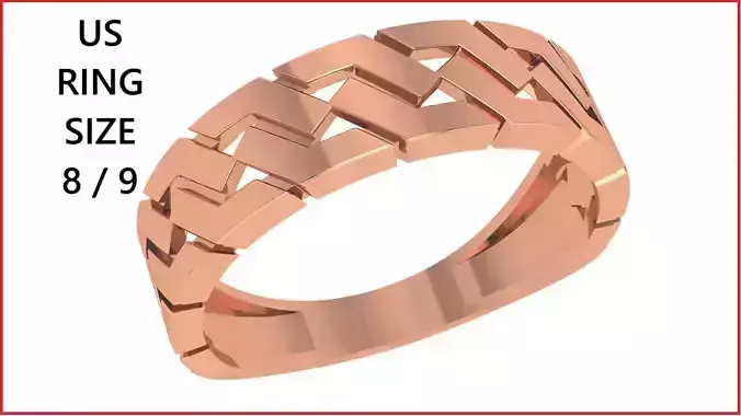 Cuban Chain Link Plain Gold Ring 3dm stl renders details 3D print model