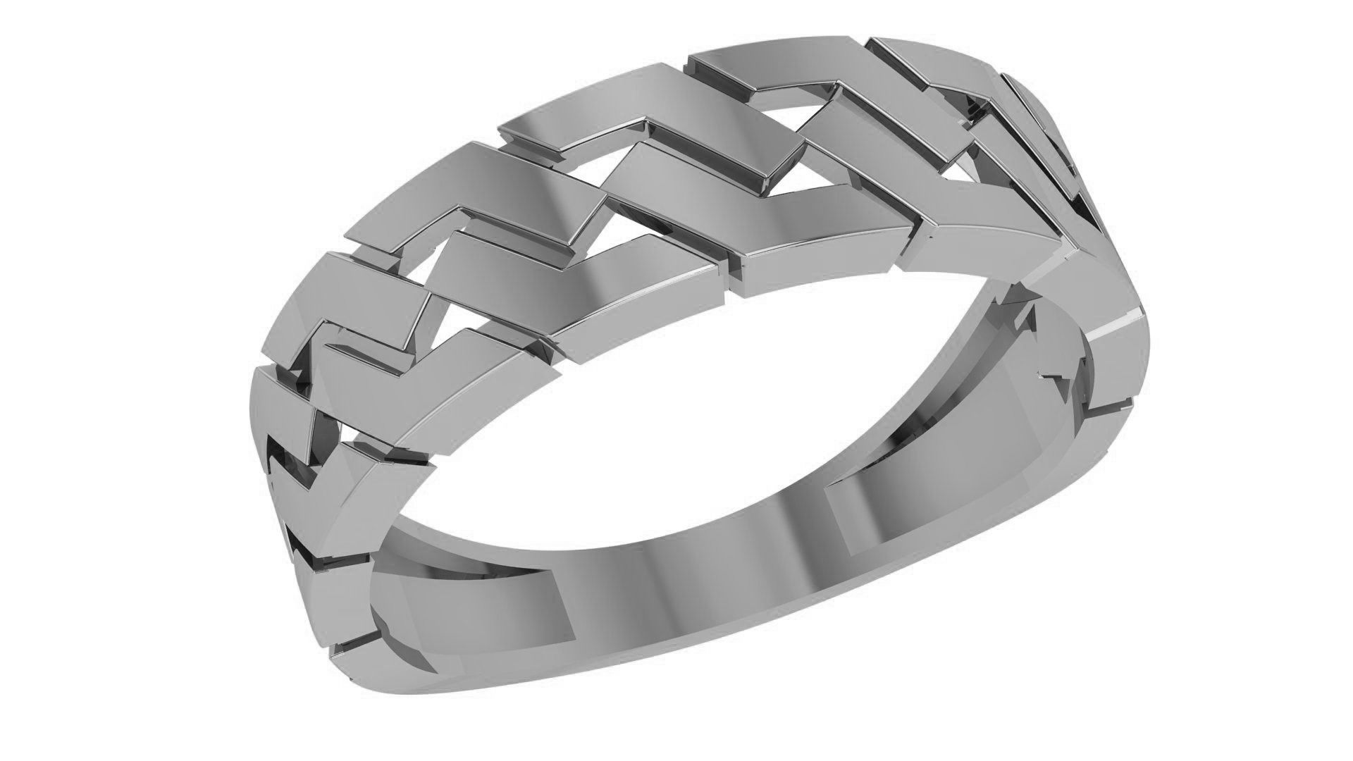 Cuban Chain Link Plain Gold Ring 3dm stl renders details 3D print model_2