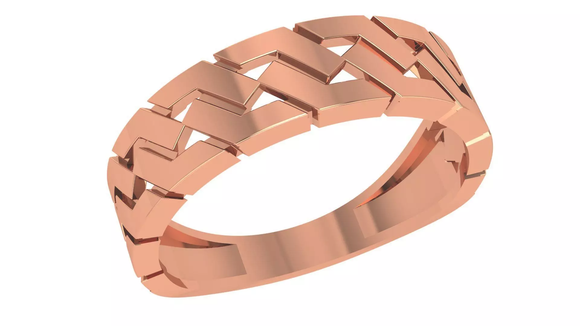 Cuban Chain Link Plain Gold Ring 3dm stl renders details 3D print model_5