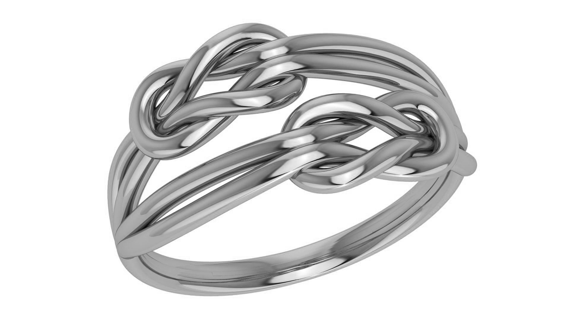 Dual Wire Knot Plain Gold Ring 3dm stl renders details 3D print model_2