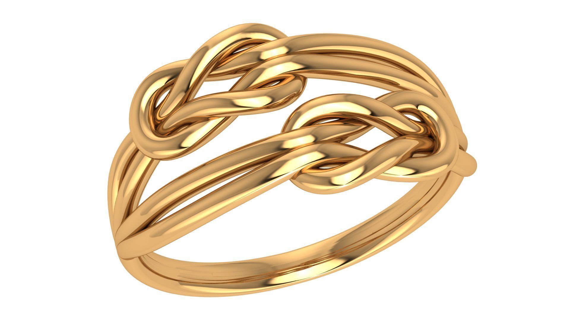 Dual Wire Knot Plain Gold Ring 3dm stl renders details 3D print model_1