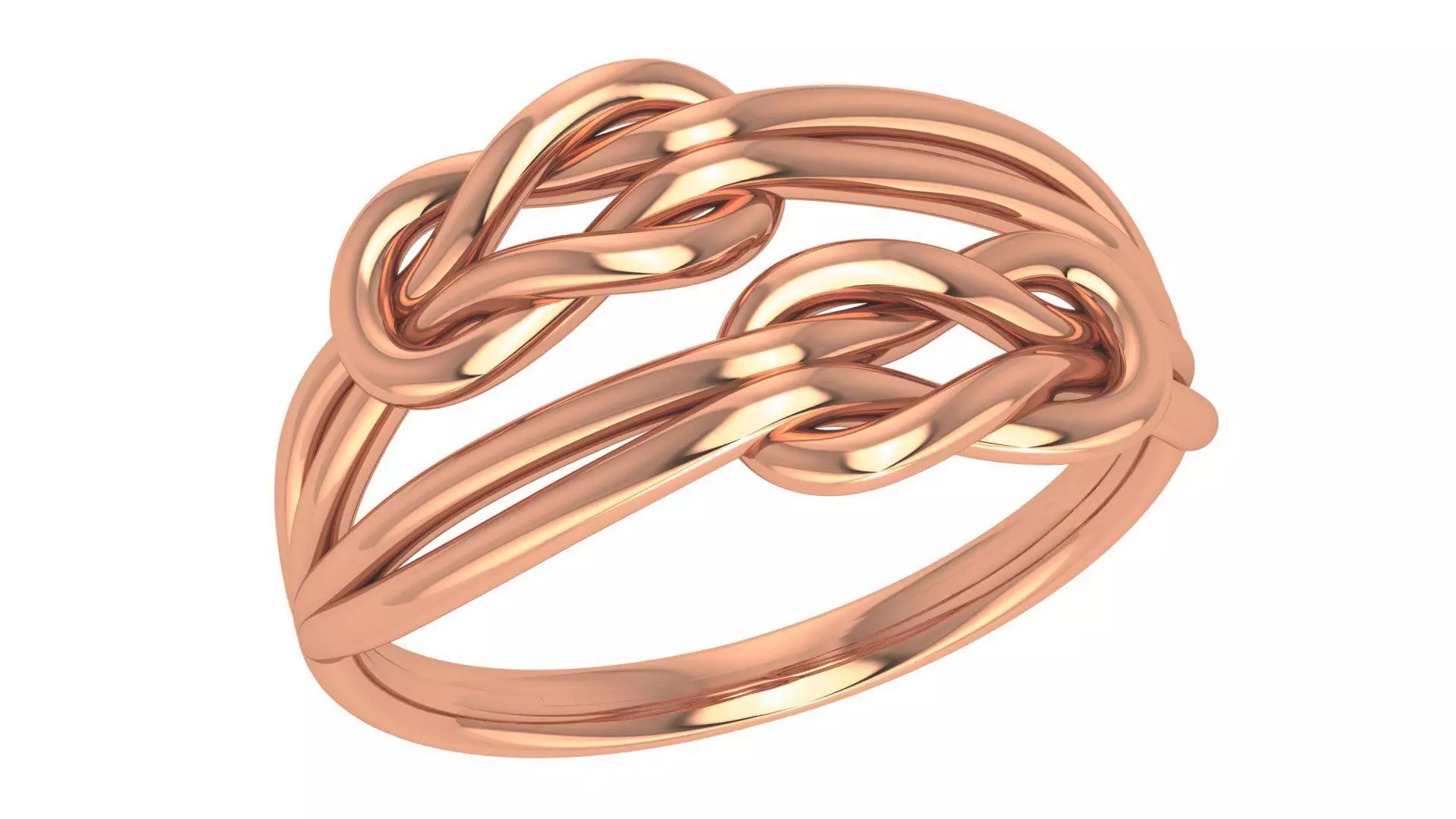 Dual Wire Knot Plain Gold Ring 3dm stl renders details 3D print model_0