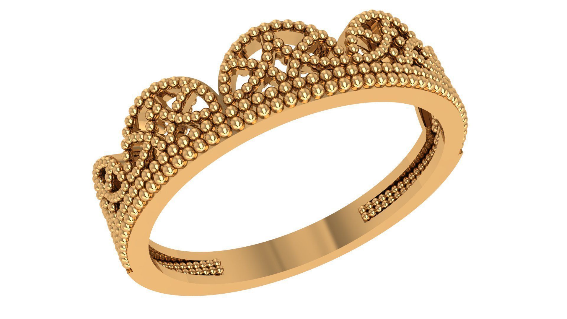 Corwn Beads Balls Plain Gold Ring 3dm stl renders details 3D print model_1