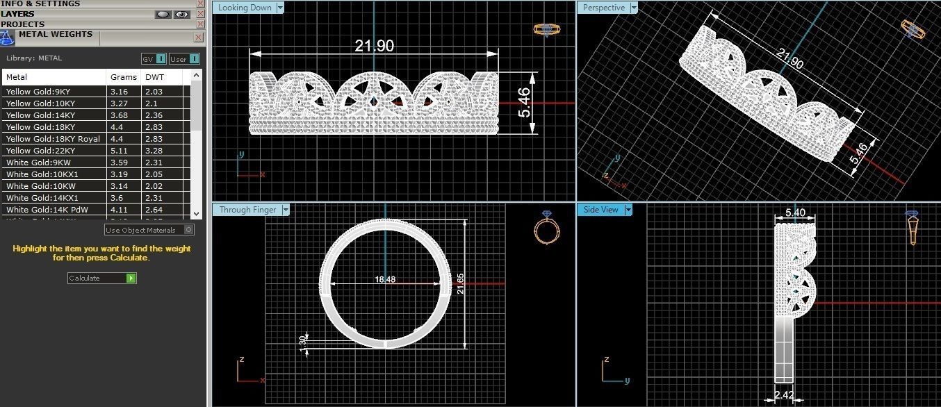 Corwn Beads Balls Plain Gold Ring 3dm stl renders details 3D print model_3