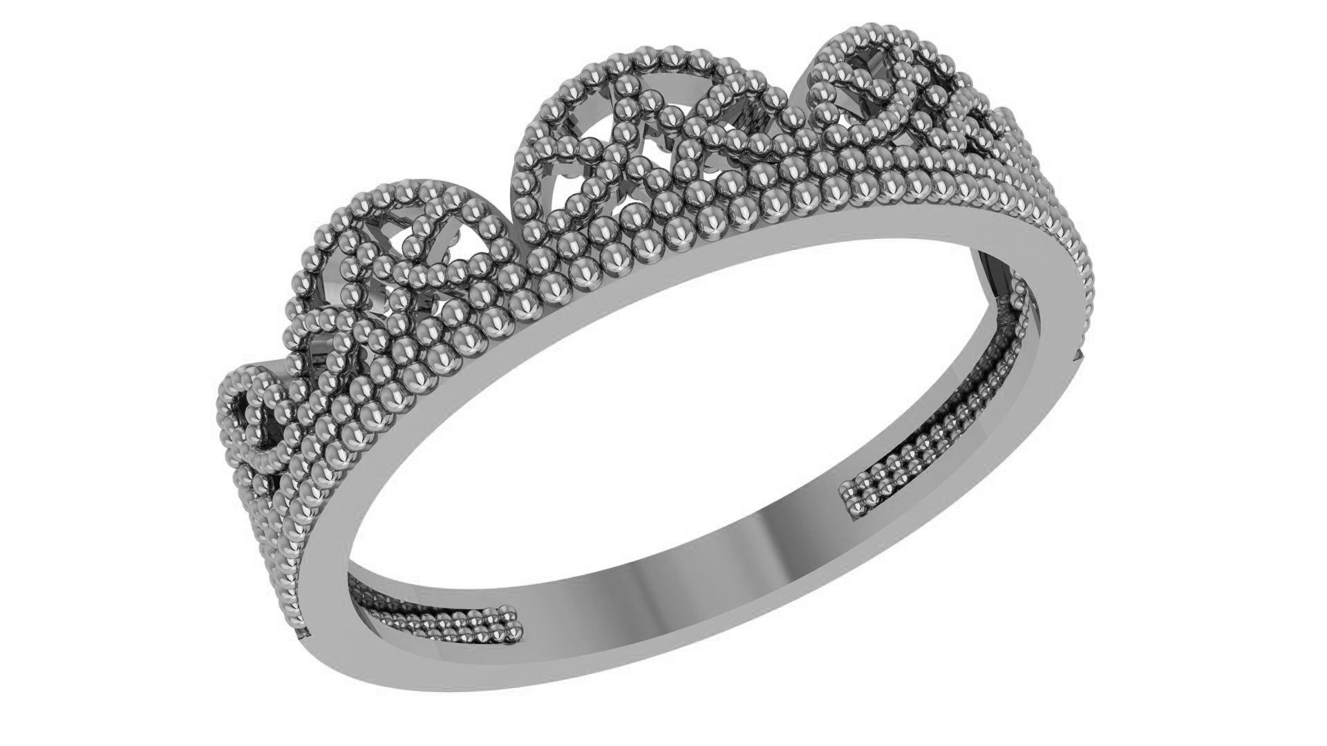 Corwn Beads Balls Plain Gold Ring 3dm stl renders details 3D print model_2