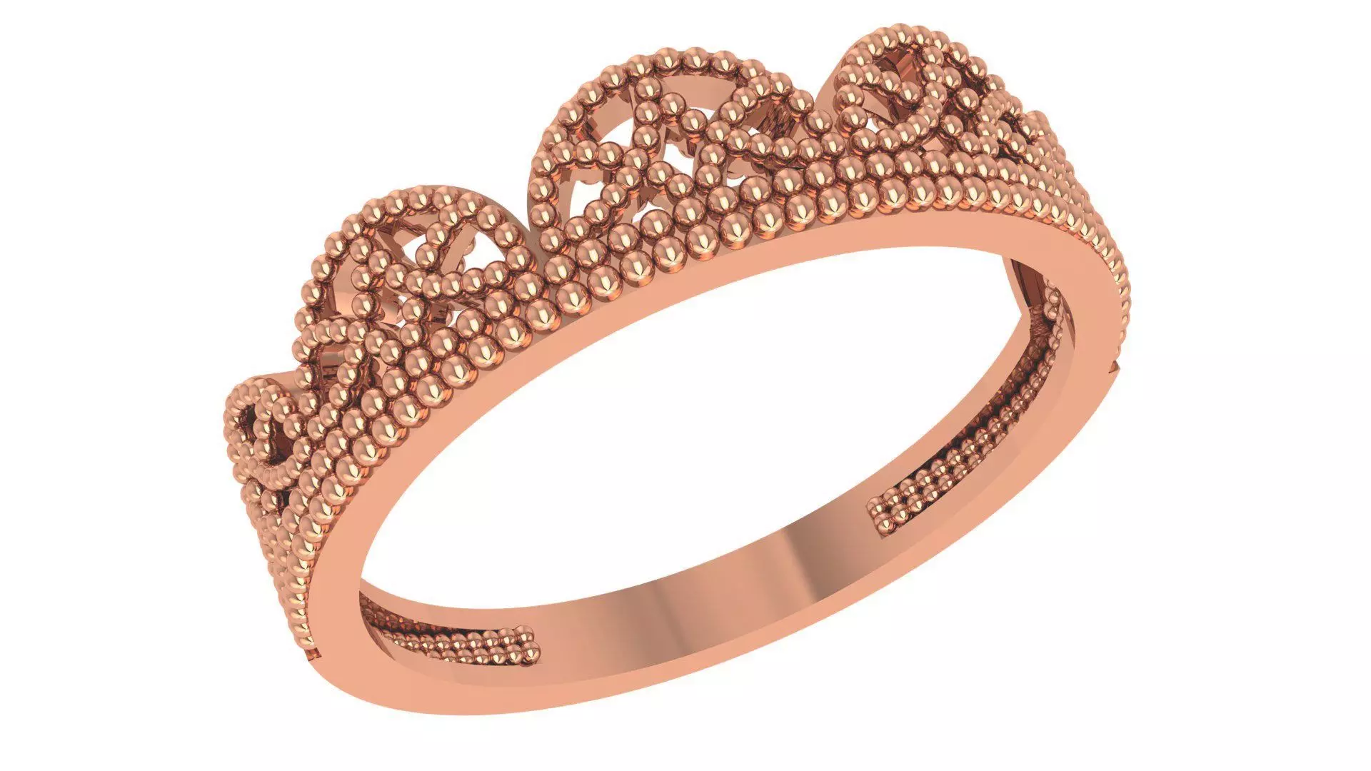 Corwn Beads Balls Plain Gold Ring 3dm stl renders details 3D print model_0