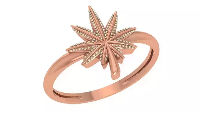 Weed  Marijuana Leaf Plain Gold Ring 3dm stl renders details