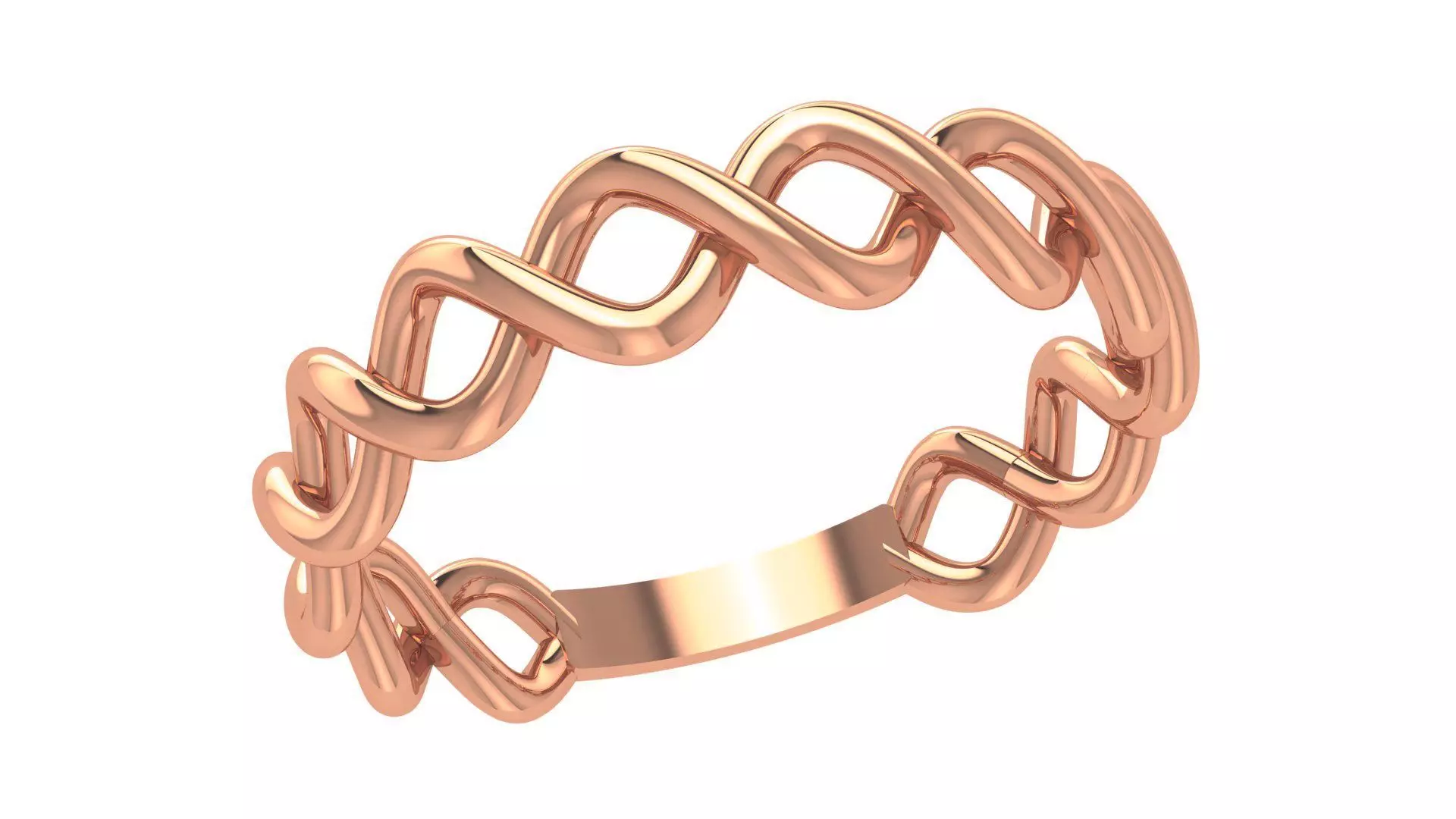 Wave Wire Mesh Link Plain Gold Ring 3dm stl renders details 3D print model_0