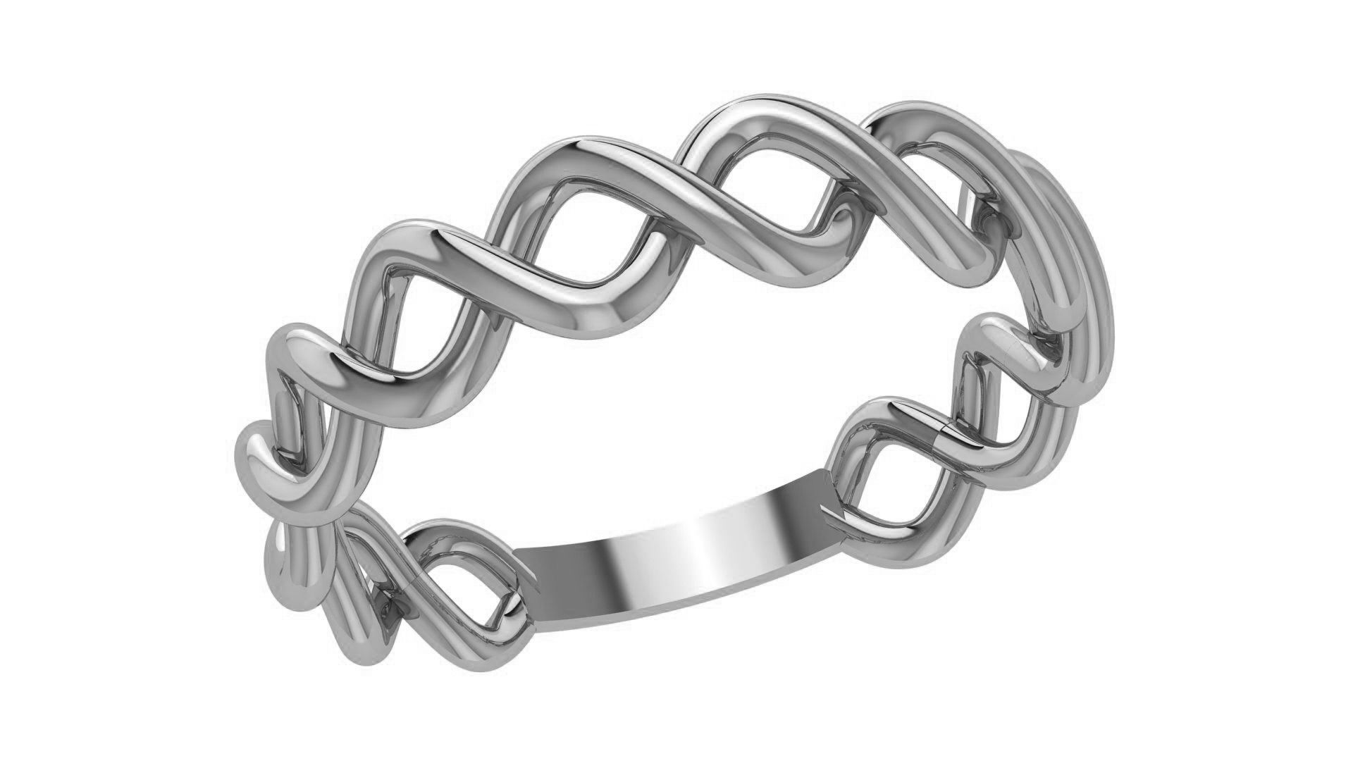 Wave Wire Mesh Link Plain Gold Ring 3dm stl renders details 3D print model_2