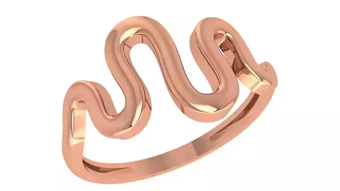Wave Wire Plain Gold Ring 3dm stl renders details
