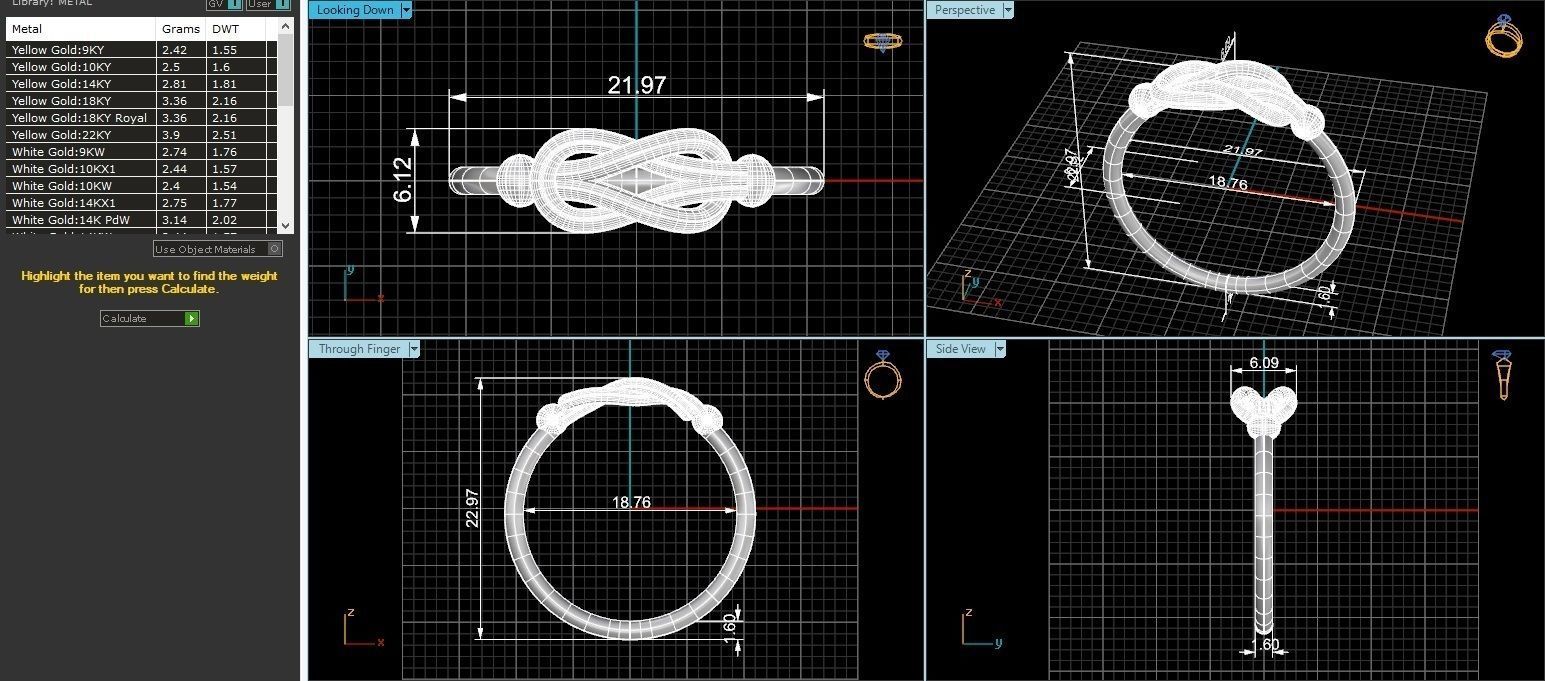 Wire Knot Plain Gold Ring 3dm stl renders details 3D print model_3