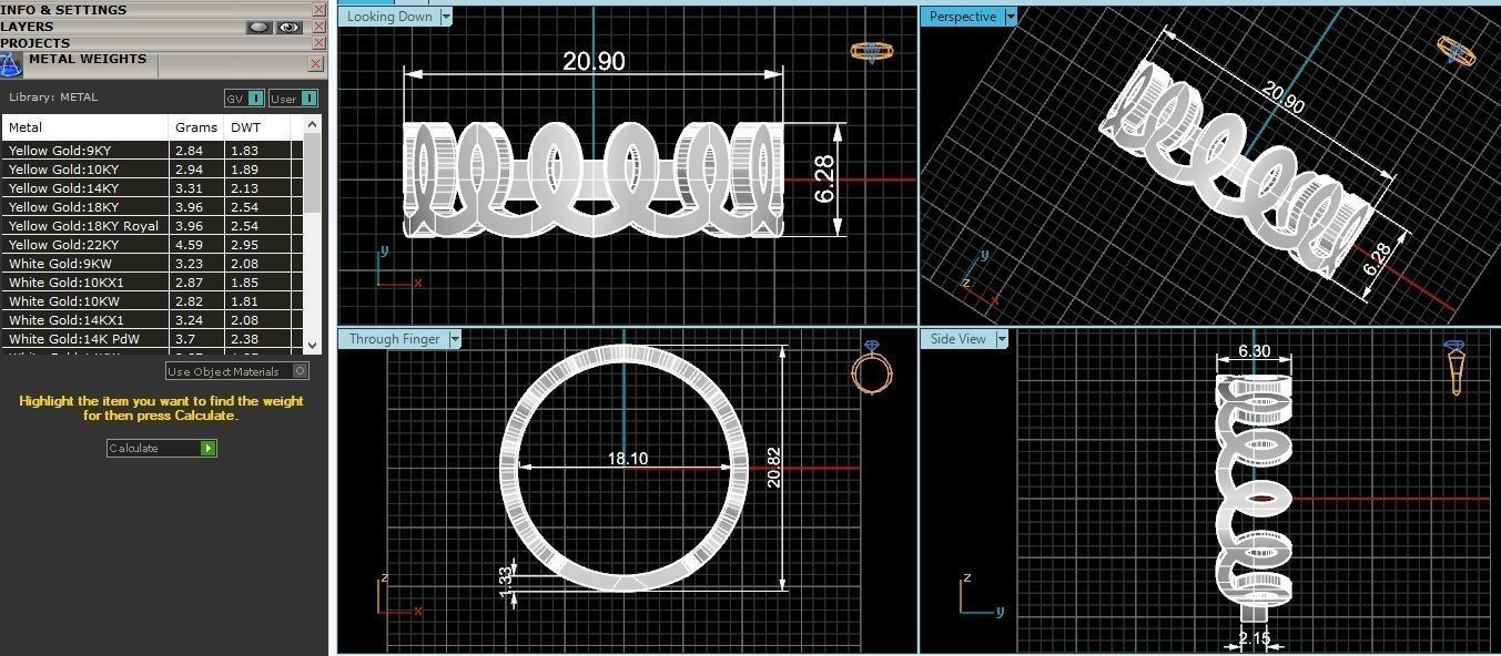 Crown Knot Plain Gold Ring 3dm stl renders details 3D print model_3