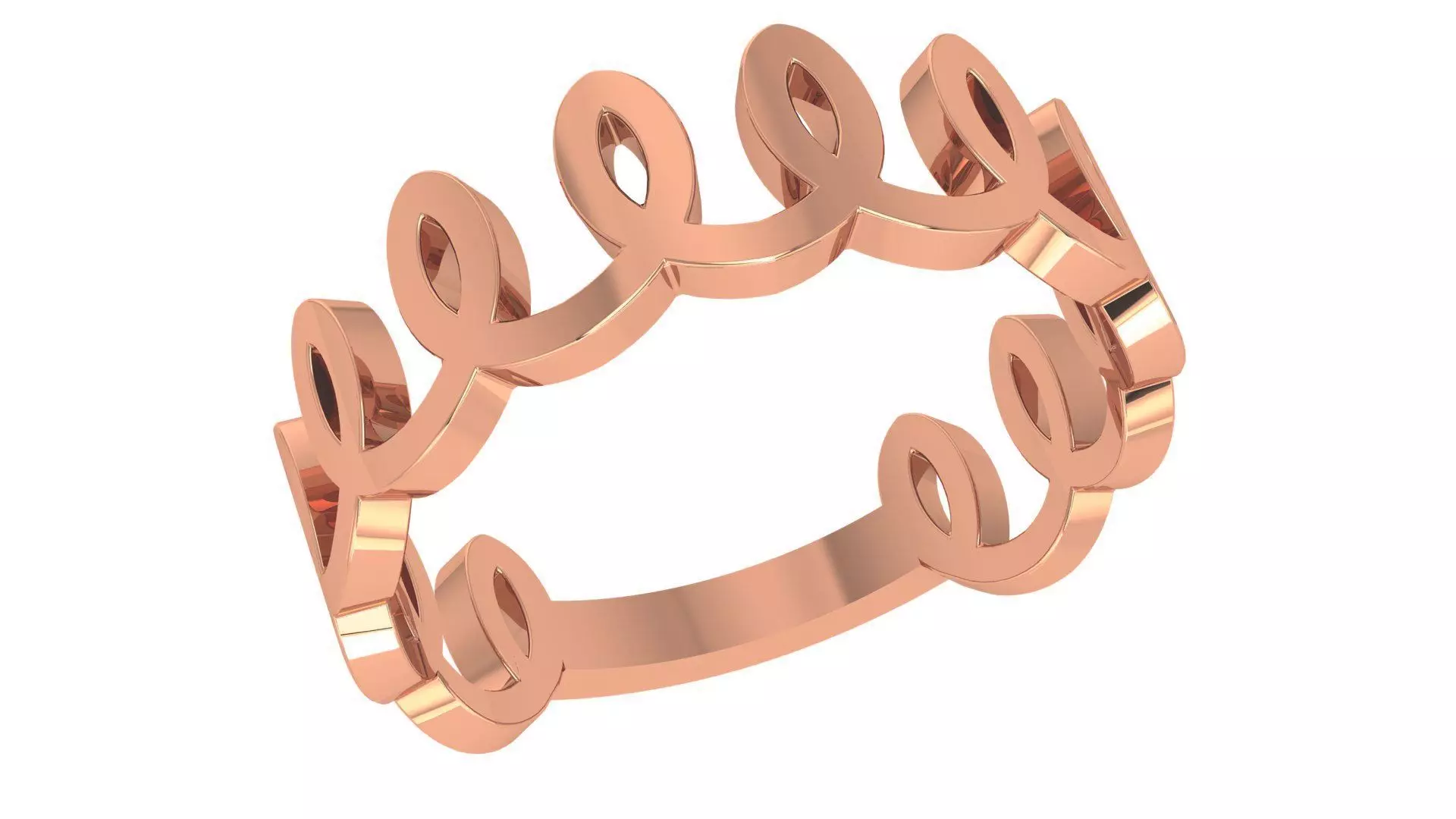 Crown Knot Plain Gold Ring 3dm stl renders details 3D print model_0