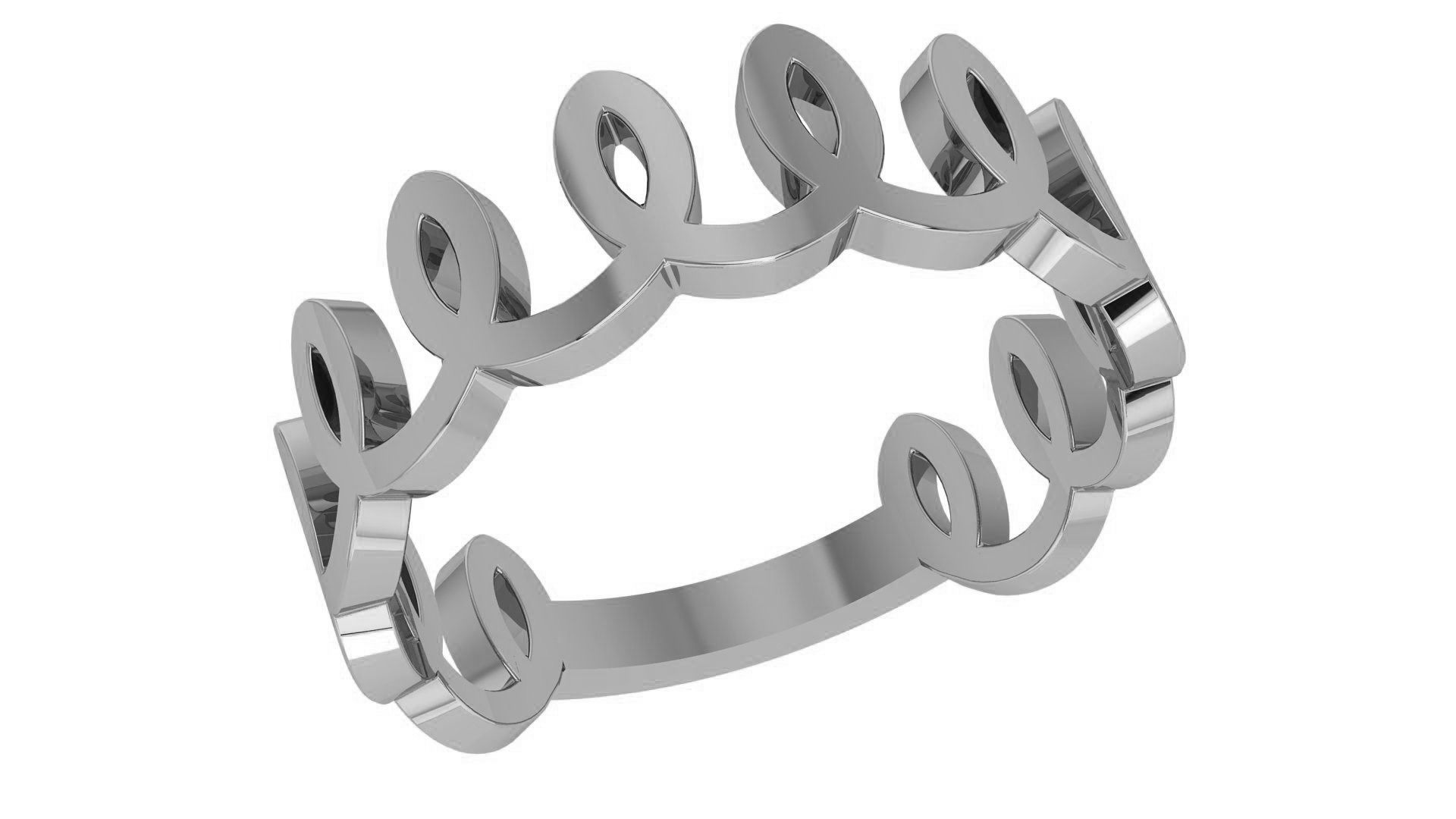 Crown Knot Plain Gold Ring 3dm stl renders details 3D print model_2