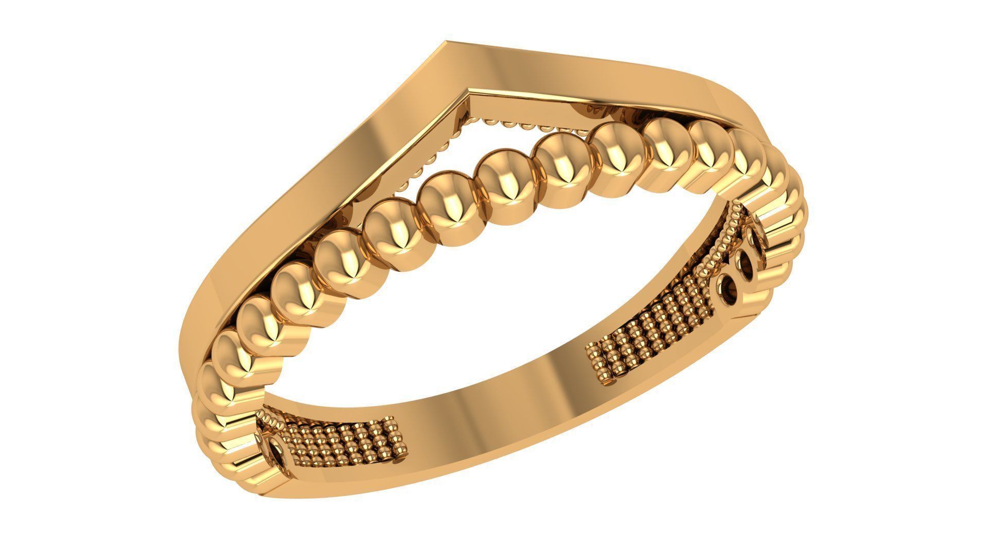 Beads Wire Plain Gold Ring 3dm stl renders details 3D print model_1