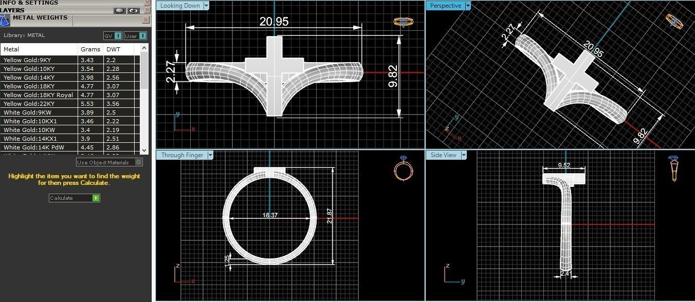 Cross Plain Gold Ring 3dm stl renders details 3D print model_3