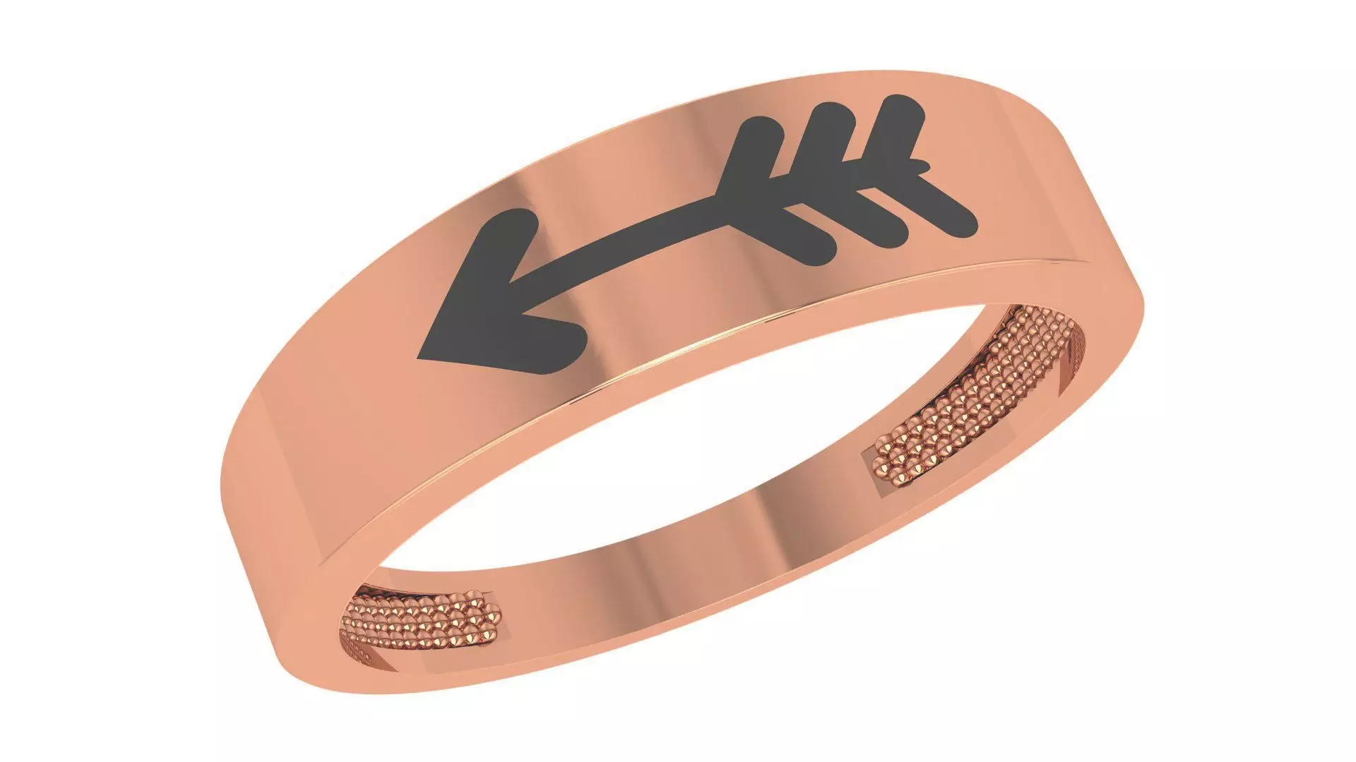 Arrow Plain Gold Ring 3dm stl renders details 3D print model_0