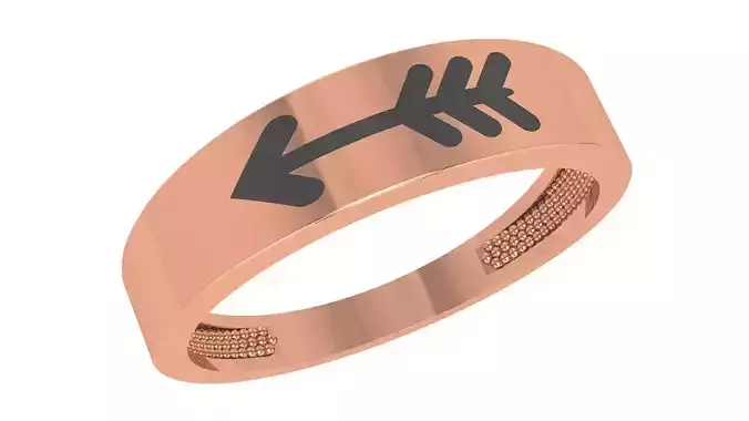 Arrow Plain Gold Ring 3dm stl renders details 3D print model