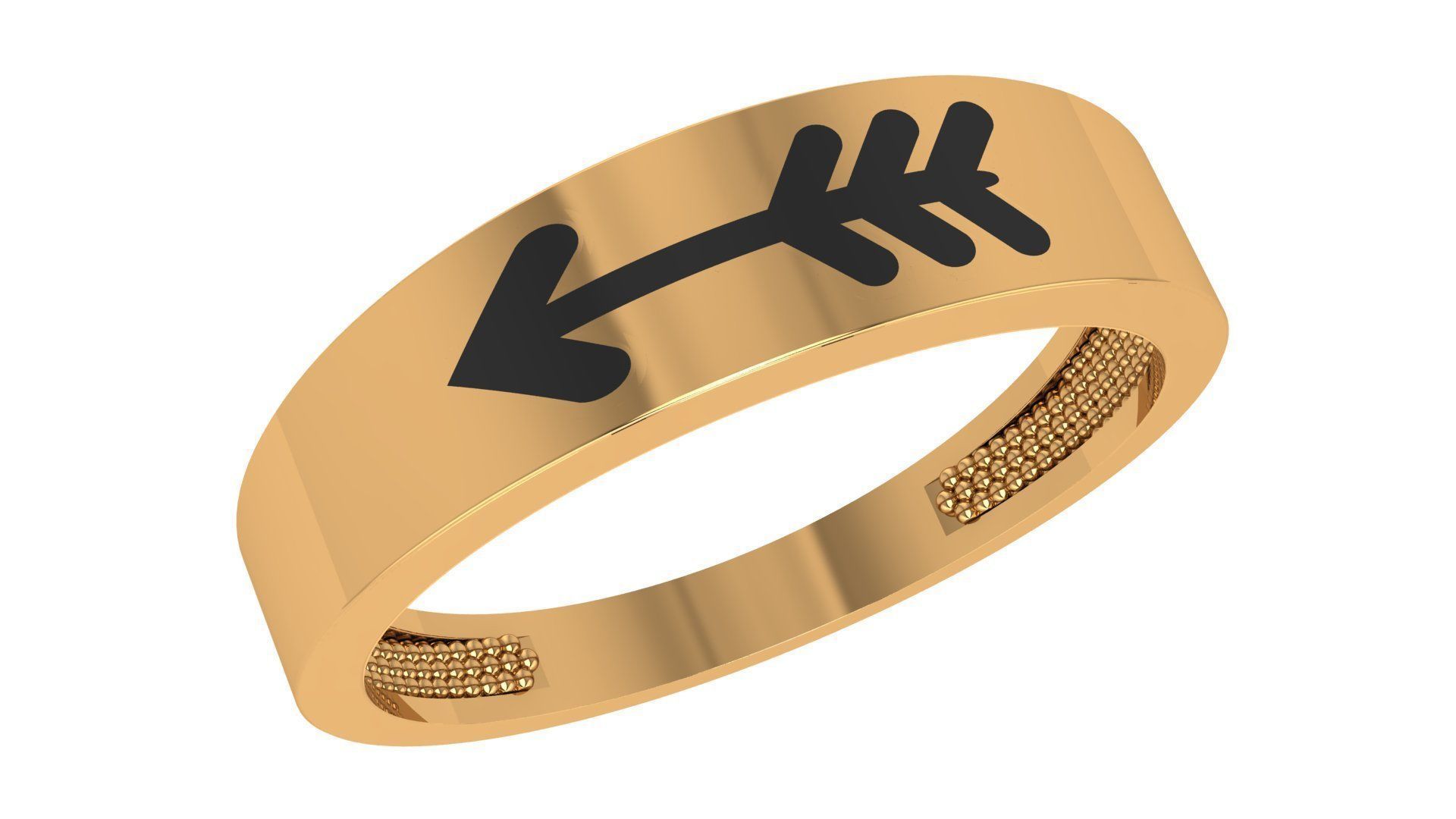 Arrow Plain Gold Ring 3dm stl renders details 3D print model_1