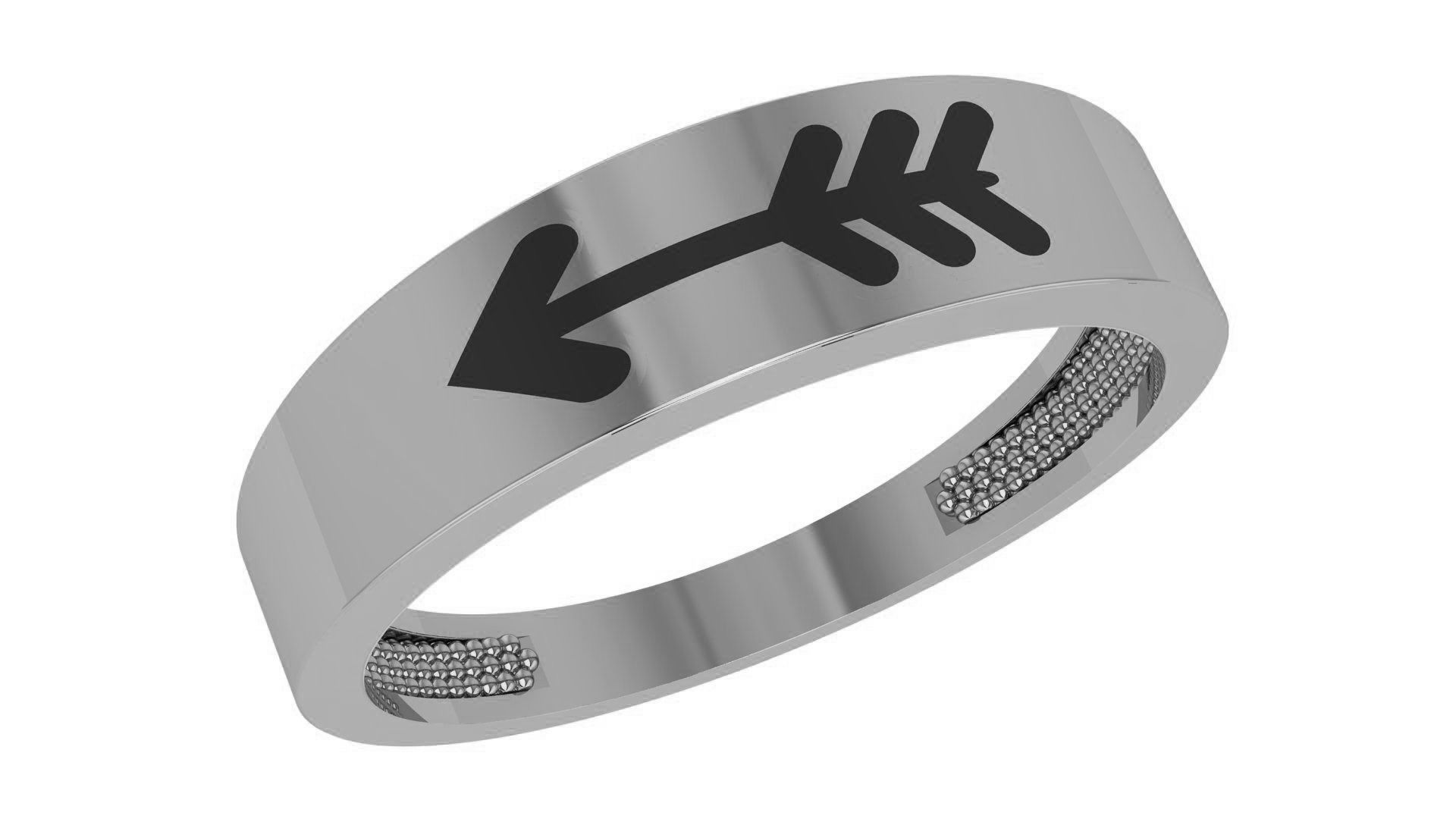 Arrow Plain Gold Ring 3dm stl renders details 3D print model_2