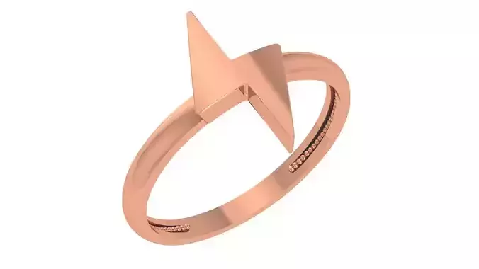 Lightning Bolt Plain Gold Ring 3dm stl renders details