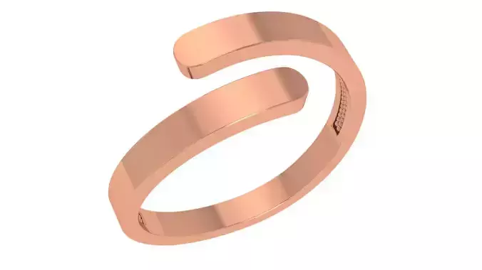 Curved Plain Gold Band Ring 3dm stl renders details 3D print model