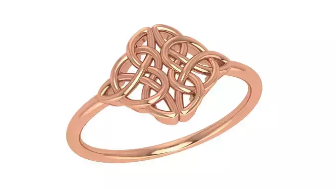 Wire Mesh Knot Plain Gold Ring 3dm stl renders details