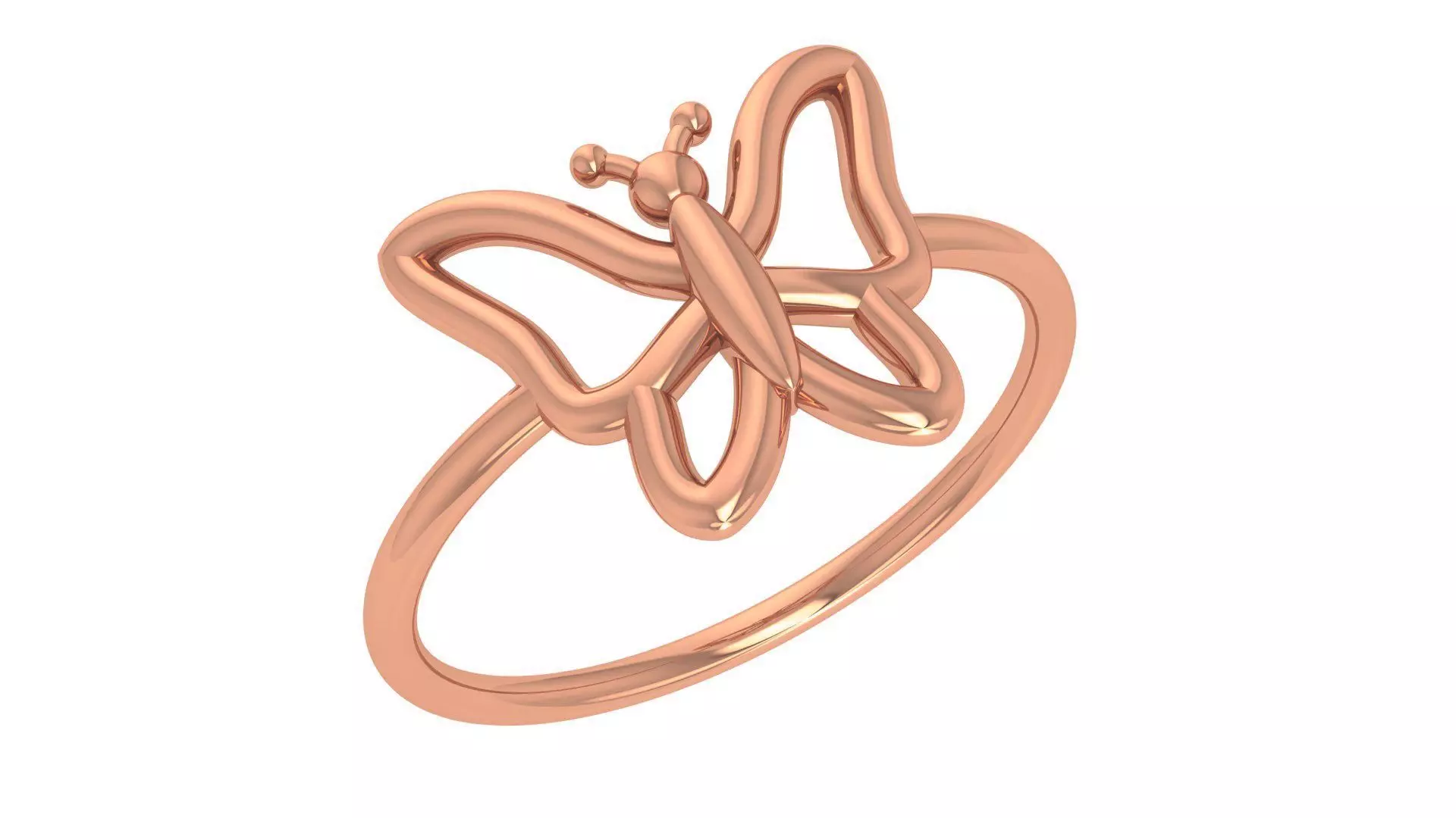 Butterfly Plain Gold Ring 3dm stl renders details 3D print model_0