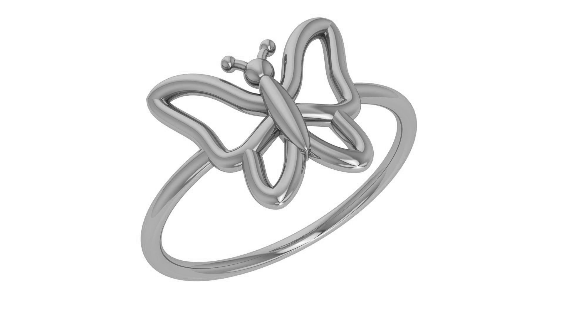 Butterfly Plain Gold Ring 3dm stl renders details 3D print model_2